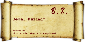 Behal Kazimir névjegykártya